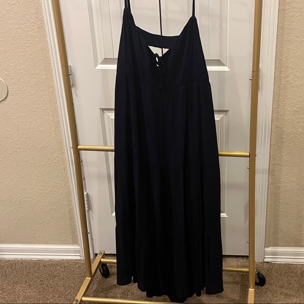 Hollister Navy Blue Maxi Dress with Spaghetti Straps